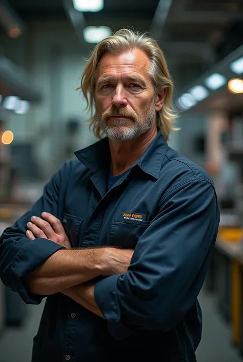 53-year-old blond man fit engineer (Technology and Science) with slightly long hair