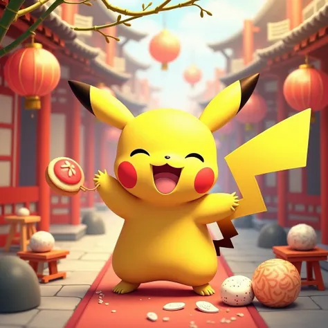 Pikachu enjoying the Japanese New Year