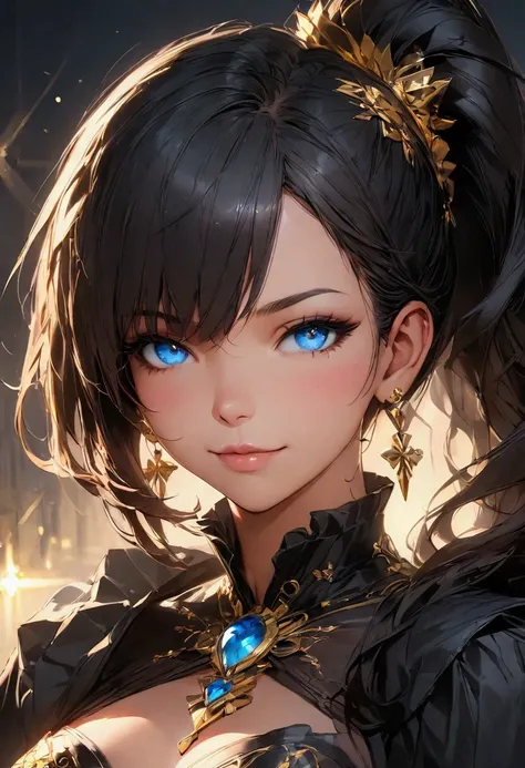 atmosfera oleosa sombria 4D style cat leona sexy picture of a grown-up magical girl sexy cute teen afro hair short espetado goldwinh some puled up into a false ponytail girl is a beautiful dark black theme with glitter and sparkles perfect big Blue eye cre...