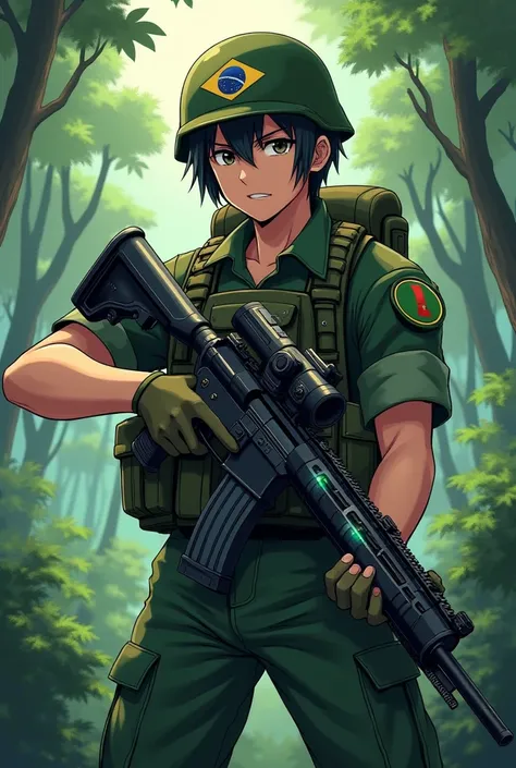 Soldier of the Brazilian Army, Holding a rifle with anime traits