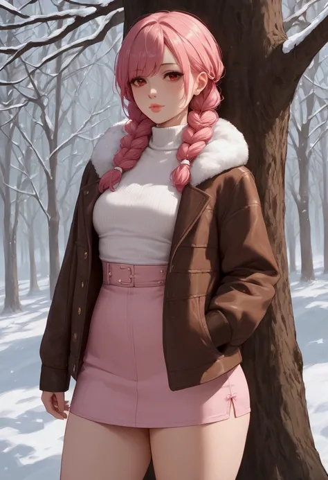 Score_9, Score_8_up, Score_7_up, Score_6_up, Score_5_up, Score_4_up, Source_anime, Tag1, Tag2, Quality_masterpiece, Anatomically correct, face, Perfect face, Highly detailed face and eyes, pink hair, red eyes, pigtail hairstyle, wide hips, medium breast, t...