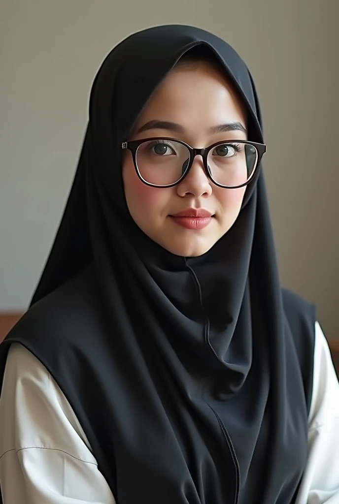 Sharia hijab ,  dress ,  wears sneakers  , chubby cheeks,  Big ass ,  Tits, plump body, glasses, chubby,  perfect face,  beautiful plump face,  seductive , round, armpits,  Big ass , sits on a guys face with her ass,