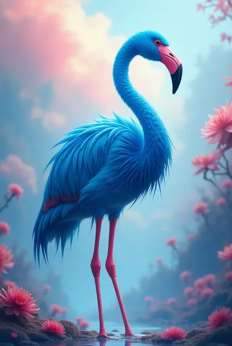 Create an image that says FLAMINGO BLUE 