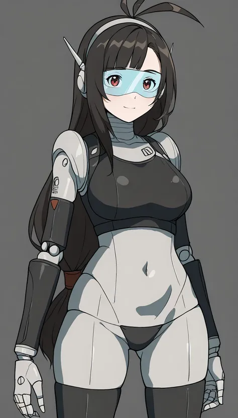 masterpiece, best quality, extremely detailed, (8K, 4K, Best Quality, hight resolution, 超A high resolution:1.1), ,8k portrait, Japaese android Girl,Plump , dark black leg cover,announcer,control panels,android,Droid,Mechanical Hand, Robot arms and legs, Bl...