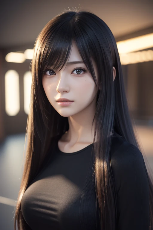 AraFed image of a woman with long hair and a black top , 3 d anime  realistic, photo realistic anime girl render,  8K Portrait Rendering ,  realistic anime 3 d style,  Smooth Anime CG Art ,  realistic young anime girl,  realistic. Chen Yi, photo realistic ...