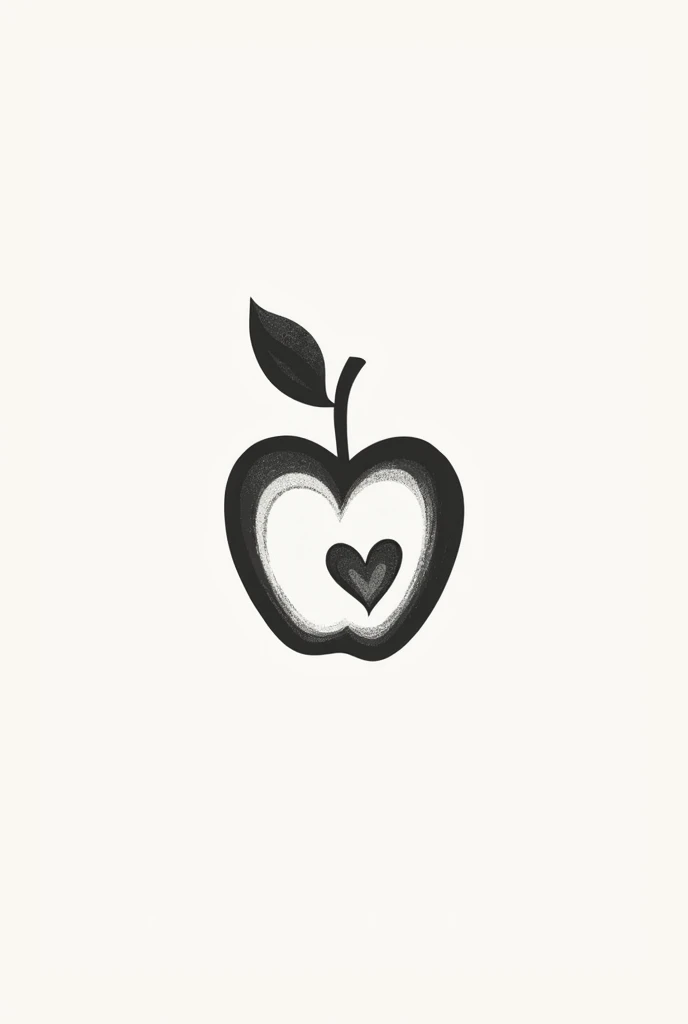  create a logo that can be stamped ,  Black and white,  from the shape of an apple, integrate a small heart , What does teacher of the heart mean