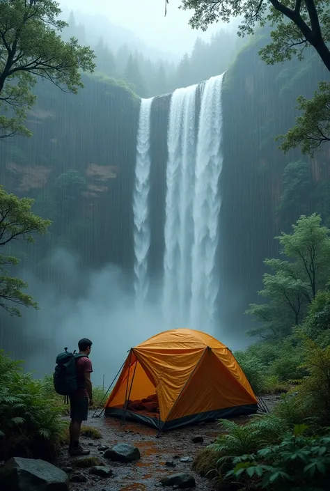 Camp heavy rain waterfall tent