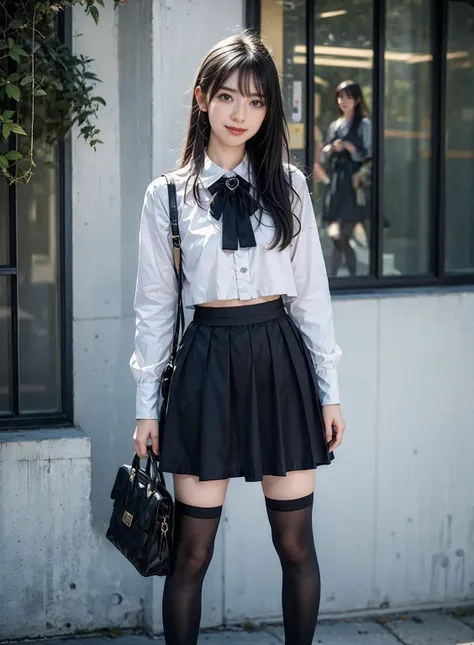 arafed asian woman in a skirt and a white shirt posing for a picture, japanese school uniform, japanese girl school uniform, wearing japanese school uniform, young gravure idol, realistic young gravure idol, young pretty gravure idol, Seifuku, cute schoolg...