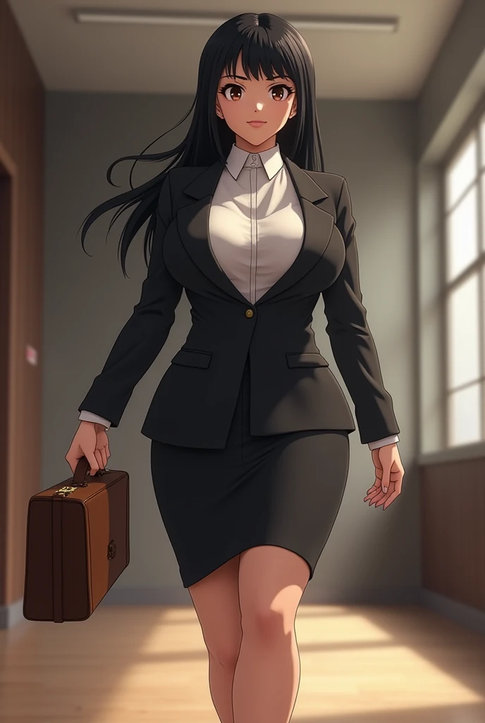  Animate a lawyer with her briefcase and few clothes.  black-haired , big breasts and bulky butt . 