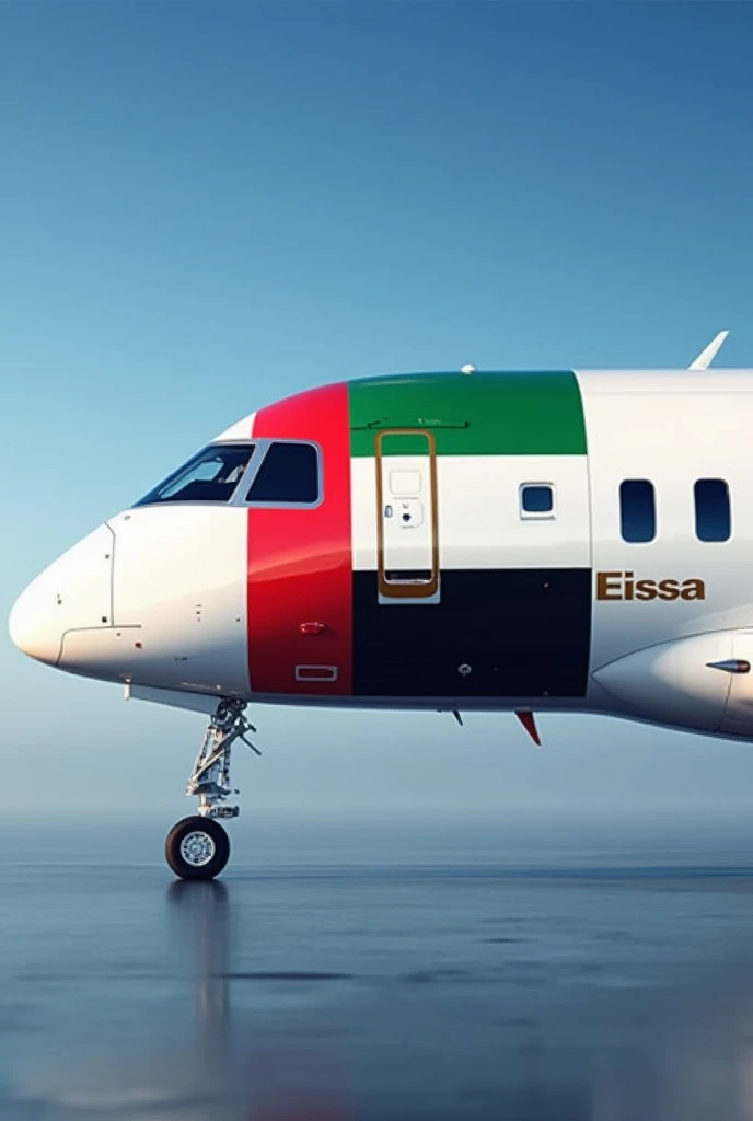 Uae flag in private jet with name of eissa