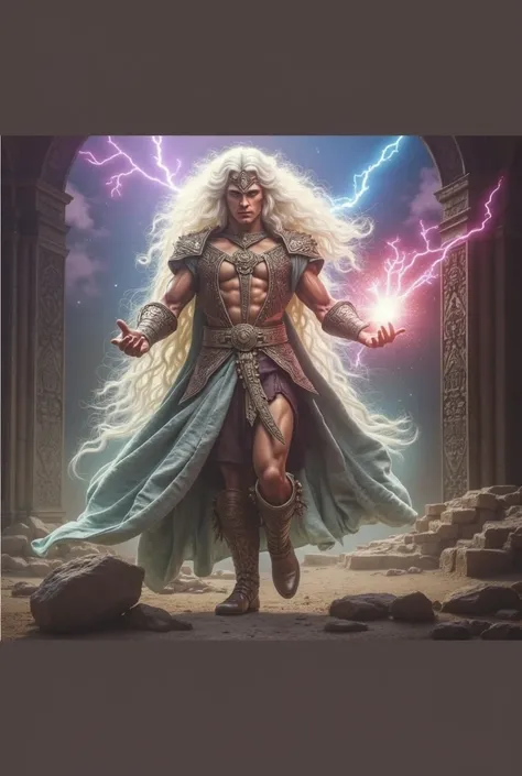 Merlin the 12-century wizard depicted in traditional English mythology, full body portrayed with a muscular physique and a perfect body frame, captured in a full body portrait reminiscent of ancient medieval artwork, showcasing his powerful and magical pre...