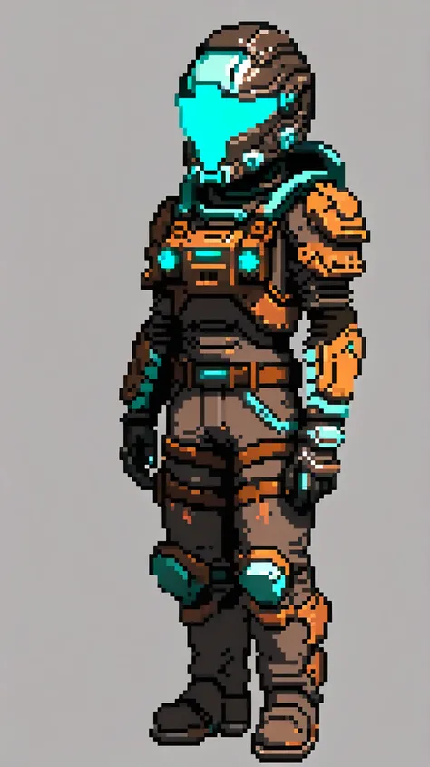 Helmet, Dead Space style, RPG game scene character，pixel art