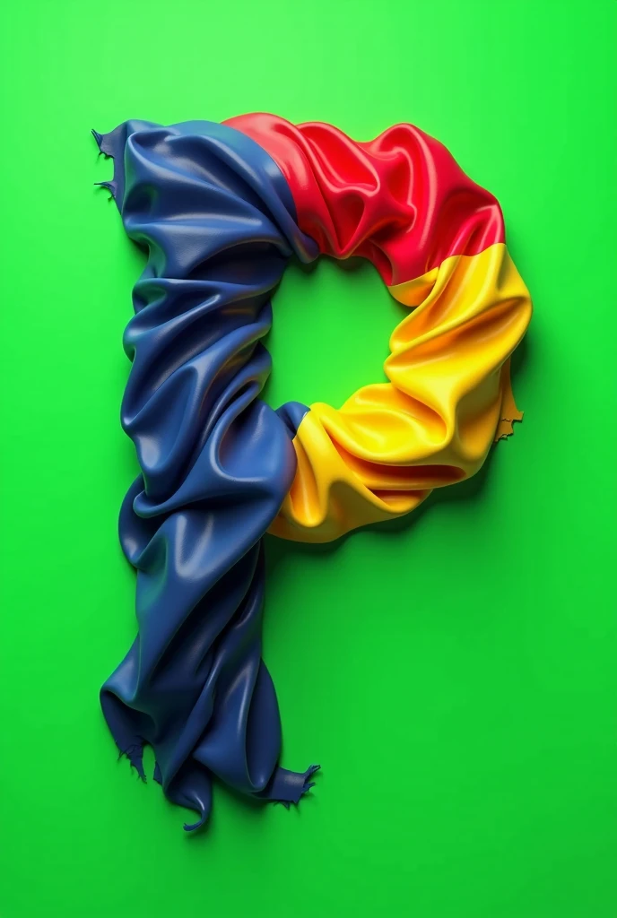  Create the letter P with a tricolor flag, yellow, green and red.  Green background for chroma  