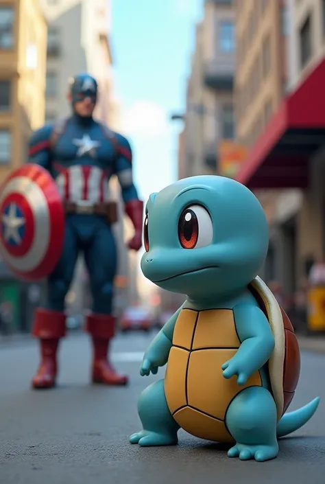 Now make Pokemon Squirtle staring at Captain America 