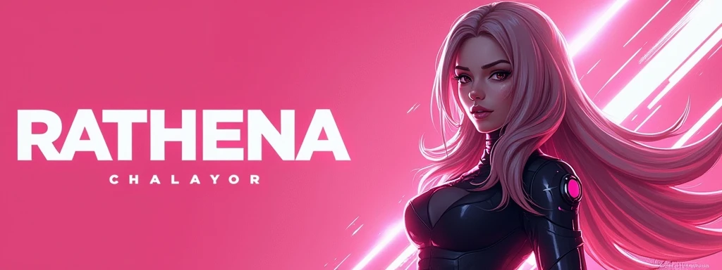 My name is RAthena, I want a simple and stylish poster for myself. I am a valorant player who plays omen and fade and I like the color pink. Can you make me a poster with my name in the foreground?