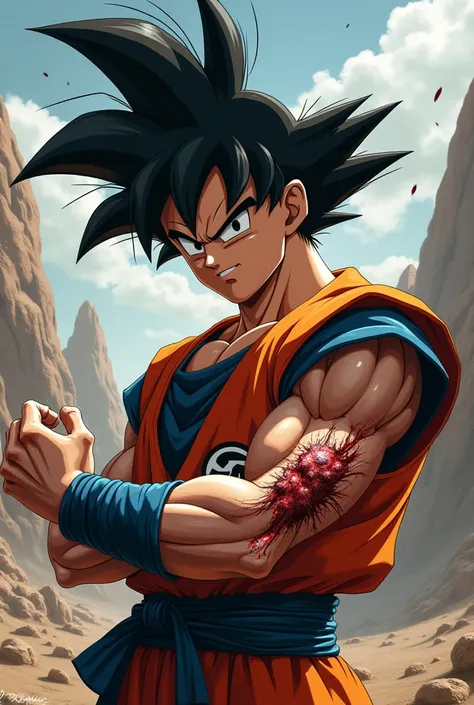 Goku with a torn arm