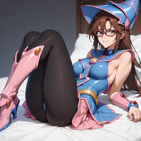                                                
   skin tight black leggings                                               dark magician girl　costume　 bed　                                      invited position 　 sexy　 showing private parts 　 open thighs　 　...