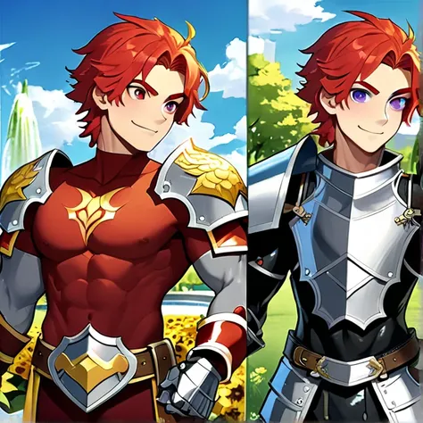 Masterpiece, HD, high resolution, high quality, best quality, super detailed. Solo character alone, multiple views. Fantasy art.
{{(A 20-years-old male-barbarian-red-haired-youngman:(appearance: fair skin. purple-eyes with black-pupils. scarlet-red-short-h...