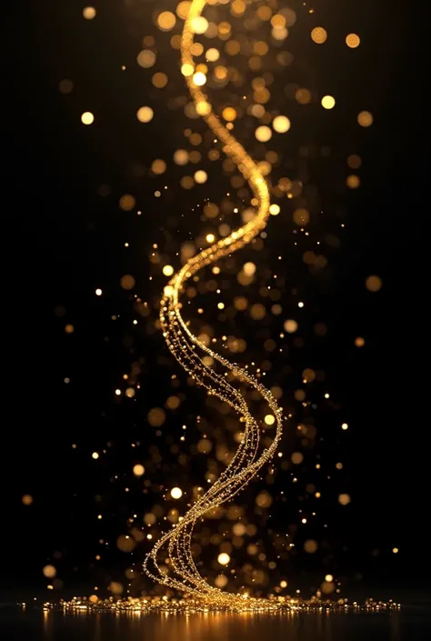 Flying golden confetti with a black background or in png dimensions 9 -16