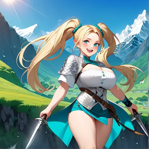 Masterpiece, HD, high resolution, high quality, best quality, super detailed. Solo character alone. Fantasy art.
{{(A 20-years-old norse-rogue-youngwoman:(appearance: Medium blonde-golden-hair tied in two-high-twintails. fair skin. Very beautiful face. Che...