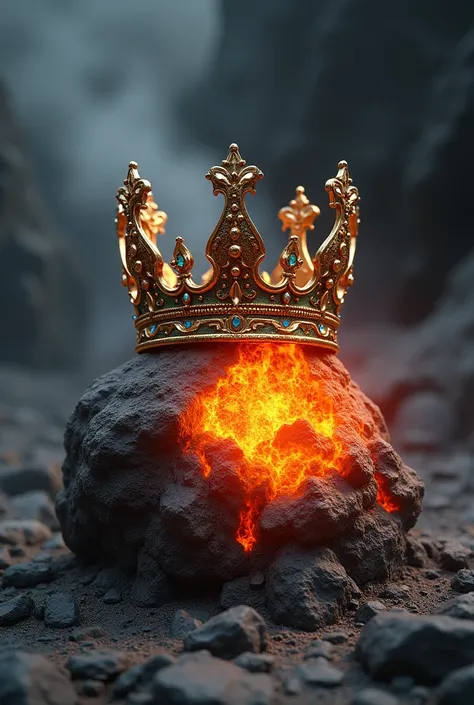 A crown on a burning stone
