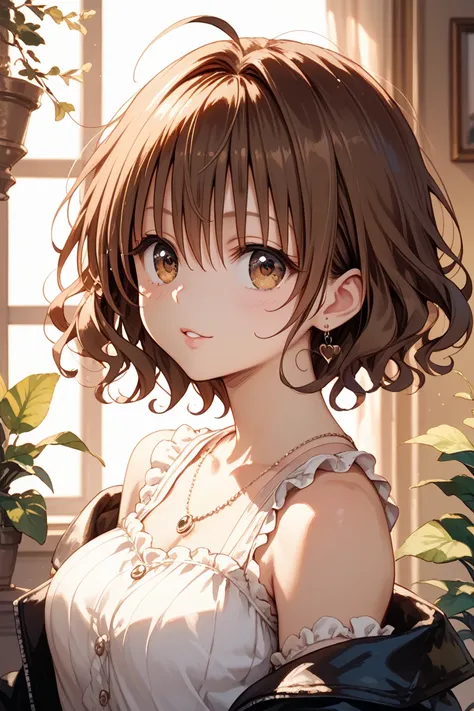 {{momioka risa}}, to love-ru, brown hair, short hair, wavy hair, brown eyes