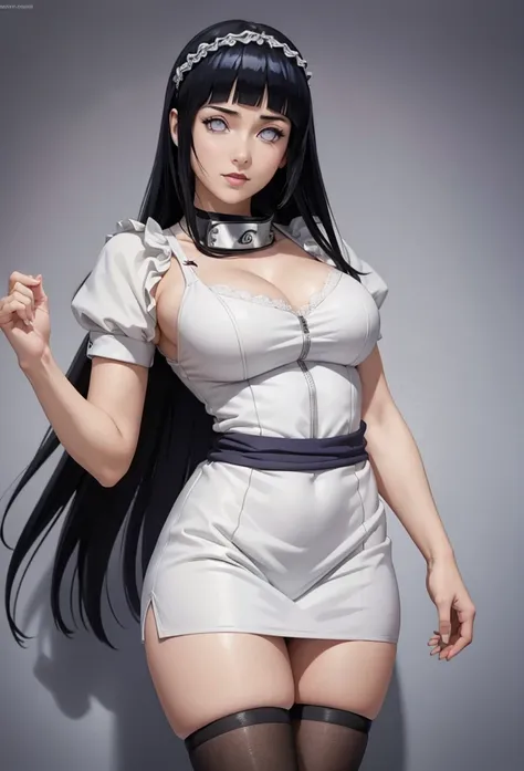 Masterpiece,Solo,1Girl,Hinata Hyuga,(Naruto),Huge Breasts,Perfect Body,Sexy Body Hot,High Quality,High Resolution,Photograph 32K,Ultra Detailed,Ultra HD,Female Maid Prancis Theme,Female Maid Outfit Anime,Maid Short Dress,Black And White Dress Prancis Cute ...