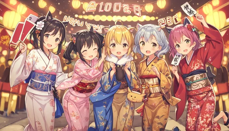 new year party, cute girls, fantasy