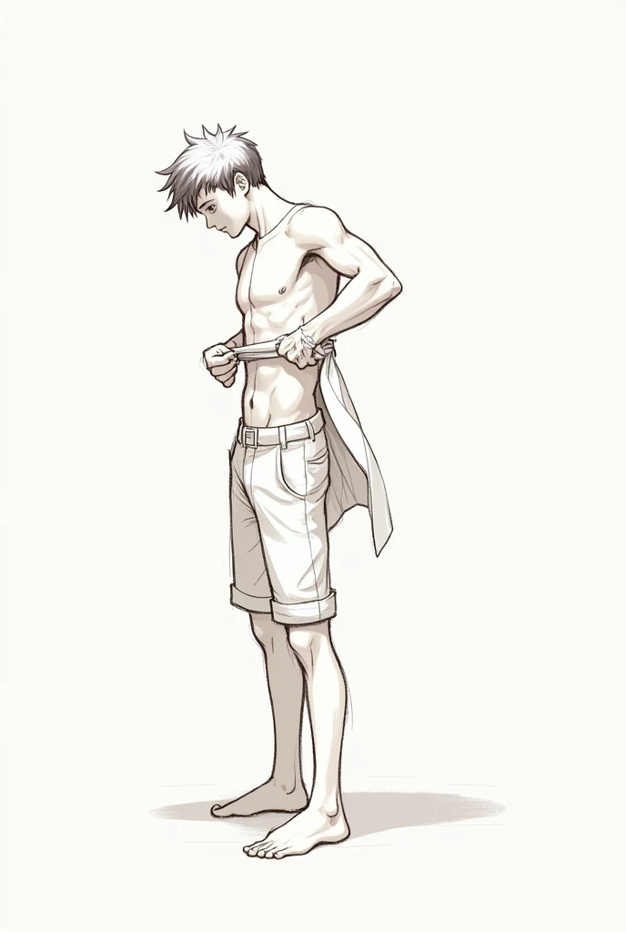 A teenage man changing his clothes ( sketch)