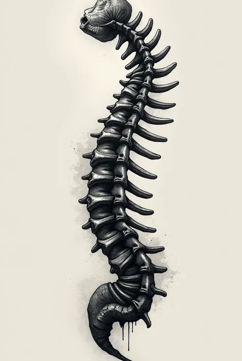 Tattoo idea bones spine blackwork