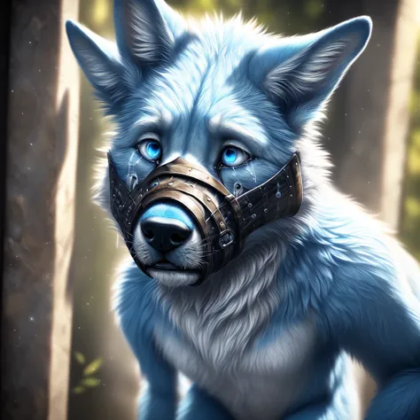 ( detailed es Gesicht,  detailed er Hintergrund,  detailed er Körper,  masterpiece,  Best Quality,  detailed ), (realistic,photorealistic,photo-realistic:1.37)
Sweet  with light blue fur and blue eyes.
( completely naked, Does muzzle )
(crying, is afraid)
...