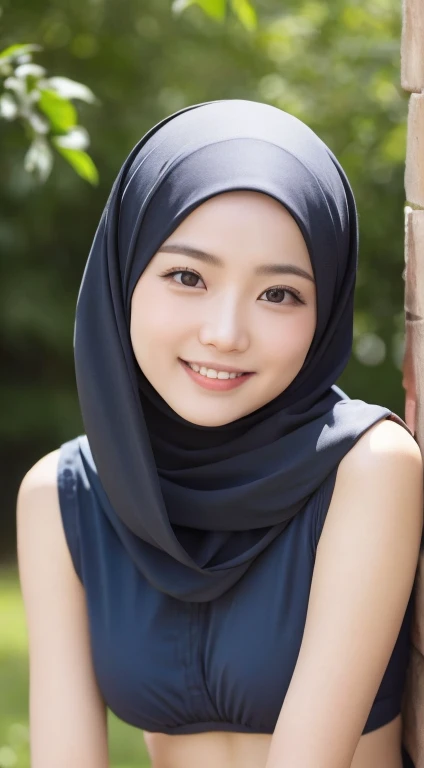 smile(Wearing a hijab & [ micro bikini ), ((​masterpiece、 quality 、 in full detail、Beautiful picture、 intricate details 、 High Resolution、 lots of details))、 background for this 、8 kood、 digital SLR camera 、 soft light 、高 quality 、Film Grain、XT3 、Full view...