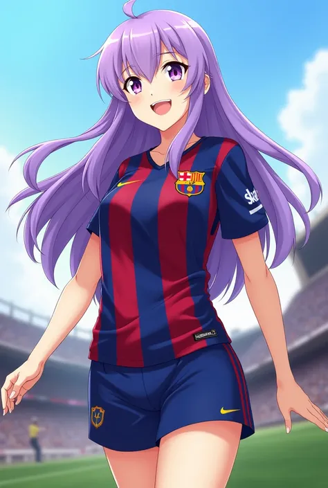 Play the anime character called Mai Sakurajima with the Barcelona shirt 