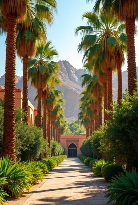 Create me a photograph of the palm groves of Marrakech 