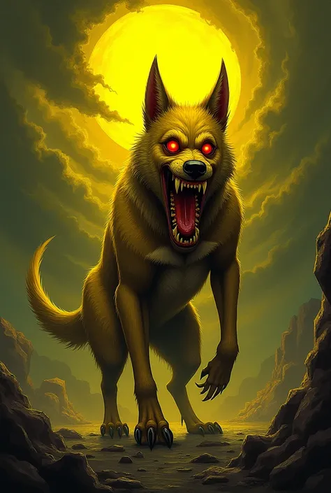 Draw the dog from Adventure Time yellow demonic version