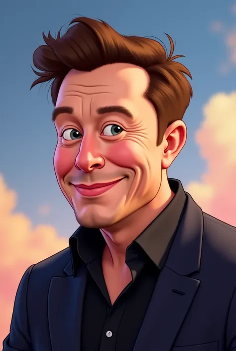 Elon Musk, portrait, Disney cartoon