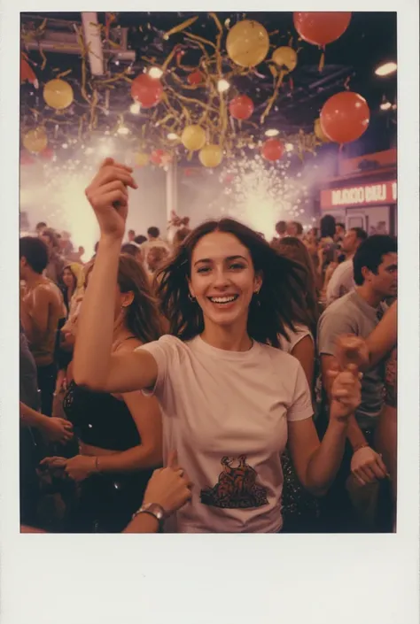 An unparalleled masterpiece of ultra-realistic film photography with minute details. (Photo taken with a Polaroid instant camera: 1.6), (Film gain, retro atmosphere blurred image: 1.6), ((Anatomically perfect and accurate body depiction: 1.6)), (Small head...