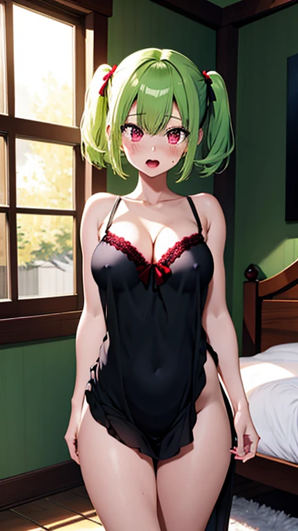 nsfw,masterpiece,best quality,insanely detailed,8k cg,
(upper body:1.3),(from front:1.3),(turn the body forward:1.3),
(1girl),((arms behind back:1.3)),(standing),
break,
(light green hair:1.3),
break,
(blush:1.2),shy,(ecstasy face:1.2),(trembling:1.2),(ope...