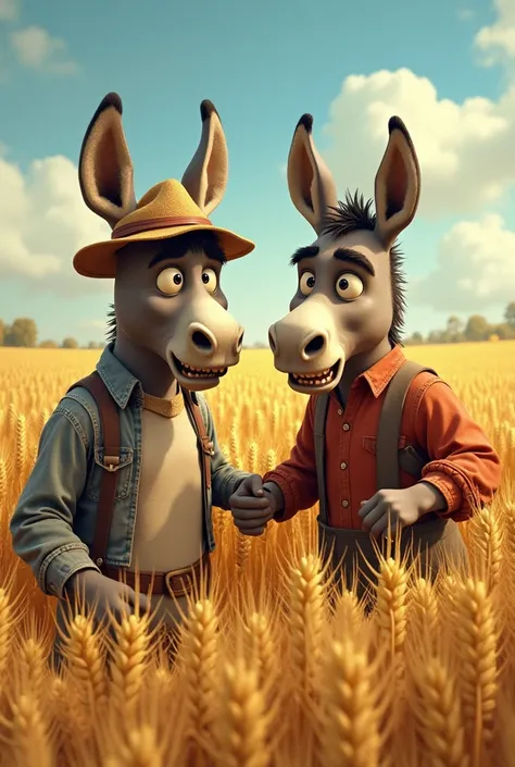 Donkey eat all wheat farm and farmer get angry