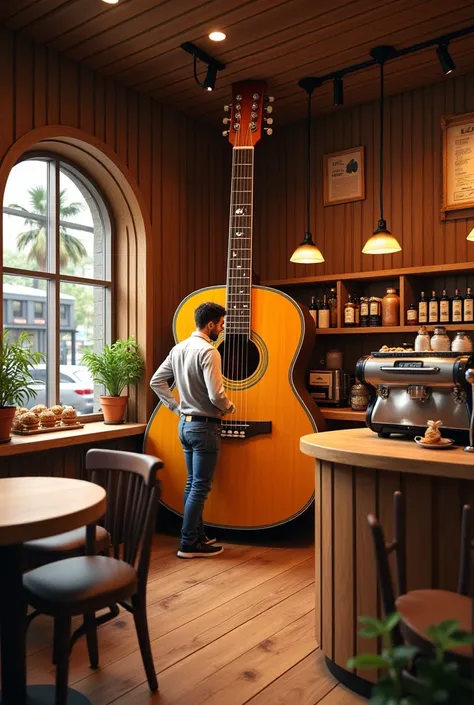 A guitar-shaped coffee hole 