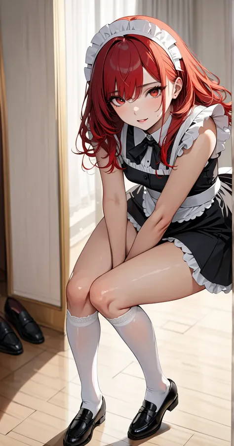 A full-body portrait of a girl wearing a modern and minimalist style maid uniform. She stands confidently with a graceful posture. (girl in a formal maid uniform:1.3), (1girl:1.2), (beautiful face:1.6), (detailed face:1.5), (sharp facial features:1.4), (sh...