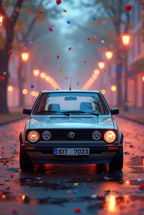 Vw Golf 2 in grau happy new yeahr 

