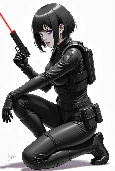 (masterpiece,Distinguished Quality,Mirror-like,Cinematic Experience,insanely detailed,absurdres),8k,wallpaper,,(Best illustrations:2.0),(One Woman:2.0),(Motoko Kusanagi:2.0),(Ghost in the Shell-style worldview:2.0),(Black tactical bodysuit:2.0),(Heavy blac...