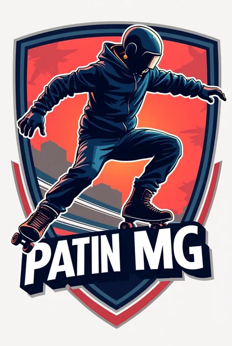 logo for a roller skate sports club and its called Patin MG