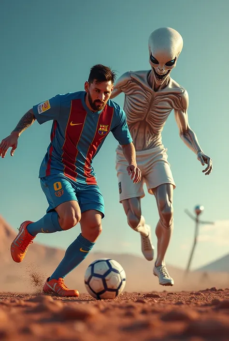 Messi plays with an alien