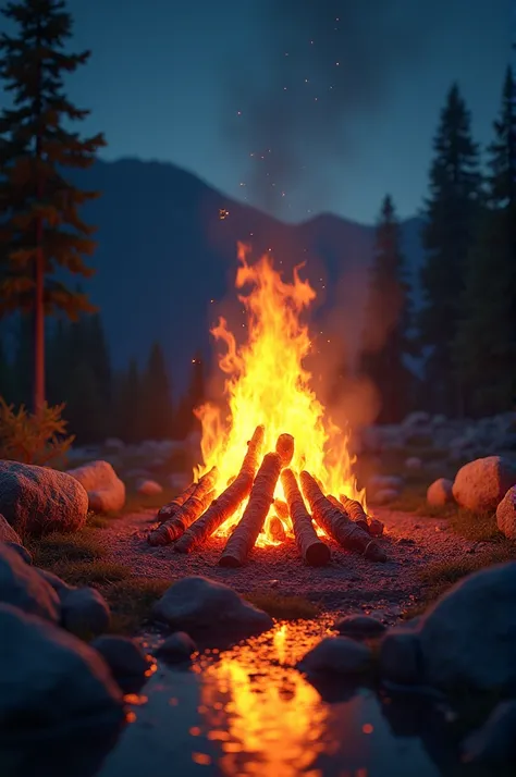 a large semi realistic camping fire 