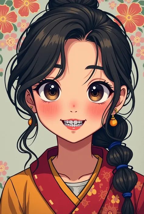 A anime nepali girl with brasses in mouth 