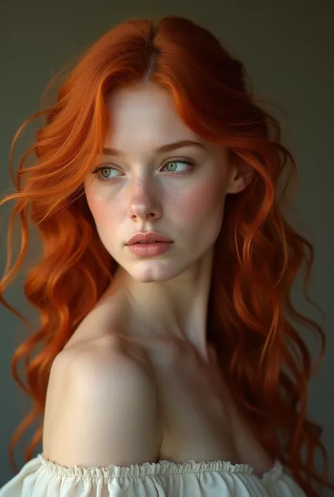  a naked girl . With bright red hair 