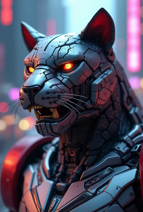 Head of a panther-shaped transformer with 80s style