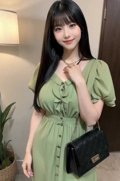                          high definition                      ,bangs、             black hair、             semi-long、               brown eyes   、 Big Breasted  ,                 165cm      、22 years old、             cute face、smile、            Natural Cosm...